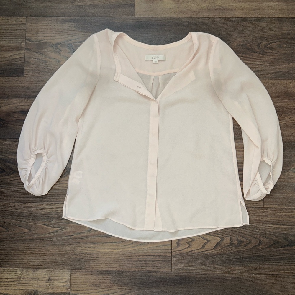 LOFT Light Pink Sheer Blouse